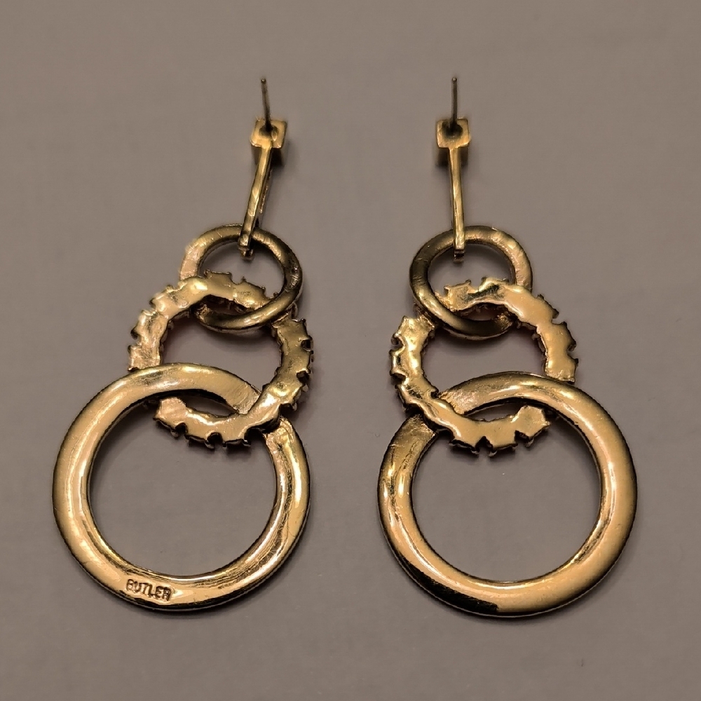 14k Posts Butler Gold Tone Dangle Earrings - Picture 2 of 4